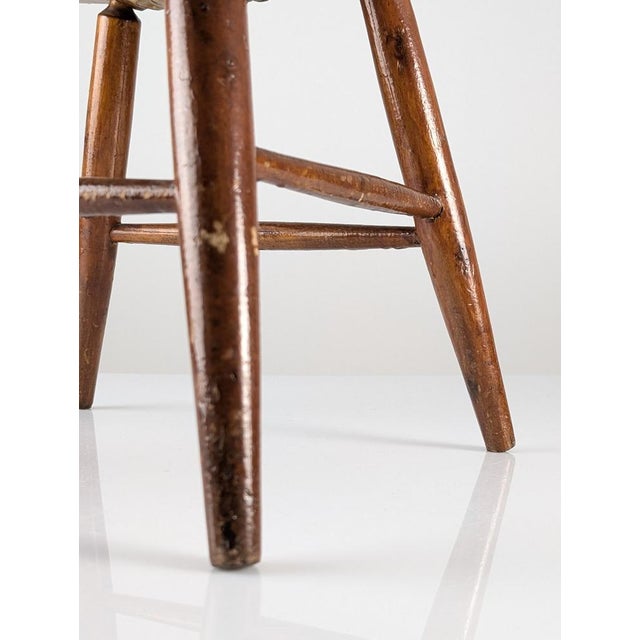 Wood Rustic Wooden and Rush Tajo Stool, Spain, 1940s For Sale - Image 7 of 18
