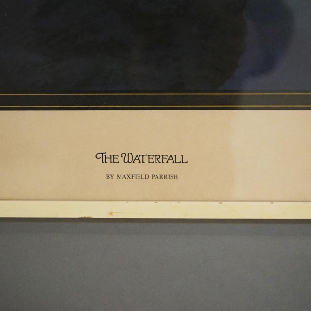 Art Deco 1970s Art Deco Maxfield Parrish “Waterfall” Edison Mazda Calendar Top Print C1970, Framed For Sale - Image 3 of 5