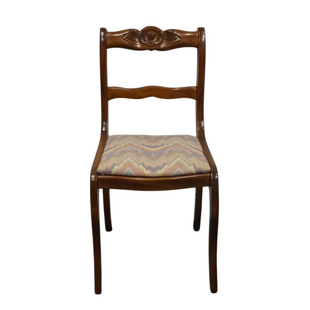 VINTAGE ANTIQUE Solid Mahogany Traditional Sheraton Duncan Phyfe Style Rose Back Dining Side Chair 33" High 17.25" Wide...