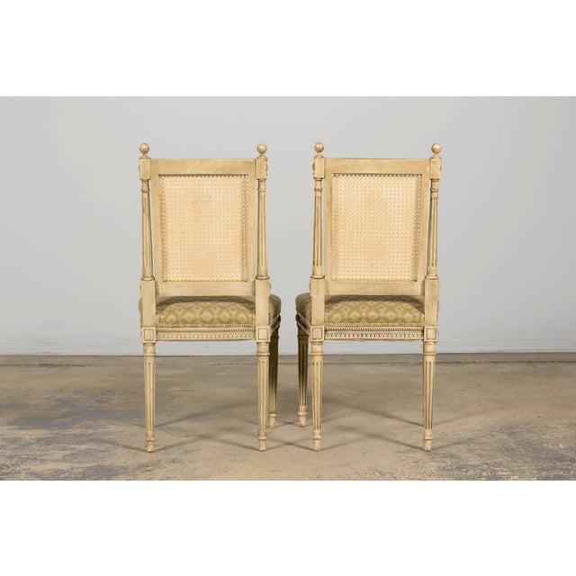 Set of Six Late 19th Century French Louis XVI Style Painted Cane Back Dining Chairs For Sale - Image 18 of 18