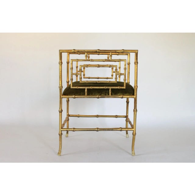 Kessler Industries Vintage Hollywood Regency Style Faux Bamboo Bench W/ Upholstered Seat For Sale - Image 4 of 12