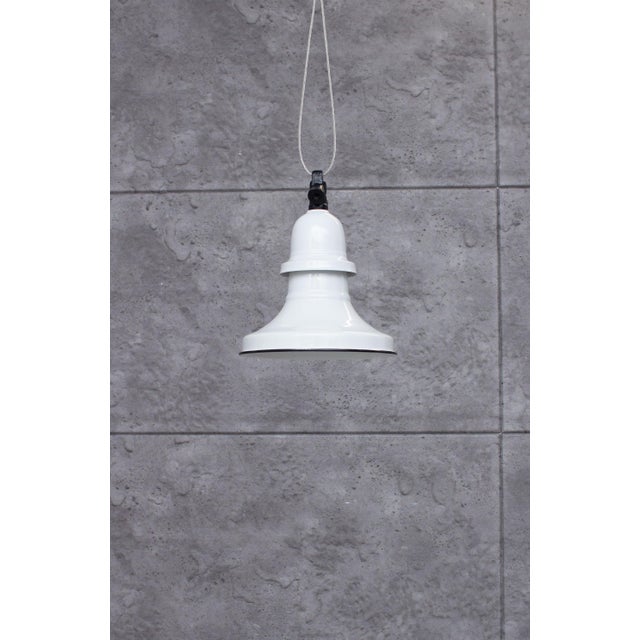 Industrial Enamel Ceiling Lamp in White, 2000s For Sale - Image 4 of 9