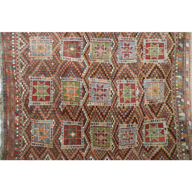 Beautiful vintage turkish kilim made pure handspun wool and dyed naturally . Beautiful pastel colors. this vintage Cicim...