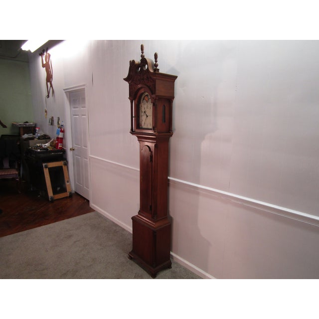 English Henry Ford Museum Solid Mahogany Cased Grandfathers Clock For Sale - Image 3 of 14