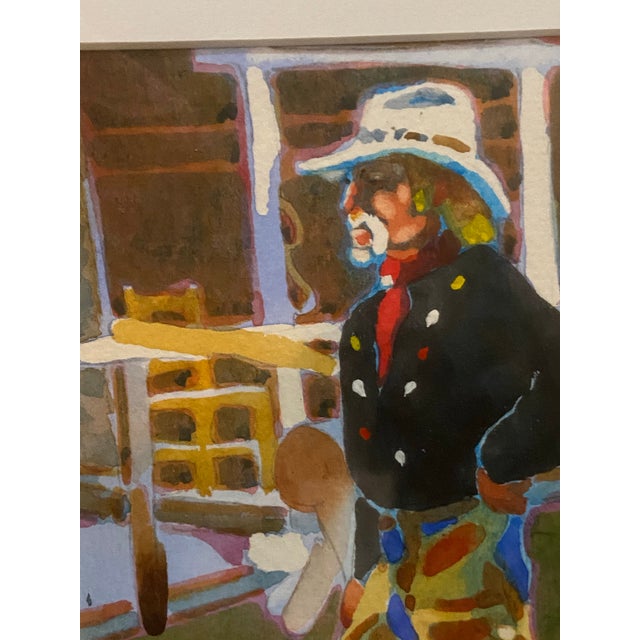 American 1990s Rhett Thurman Western Cowboy Scene Watercolor Framed For Sale - Image 3 of 8