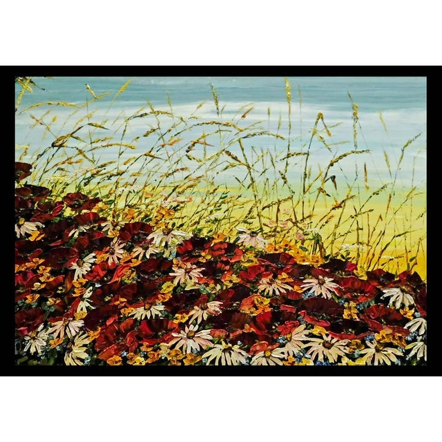Impressionist Maya Eventov Blanket of Beauty Oil Flower Canvas With Beautiful Custom Frame Me012209-17 For Sale - Image 3 of 13