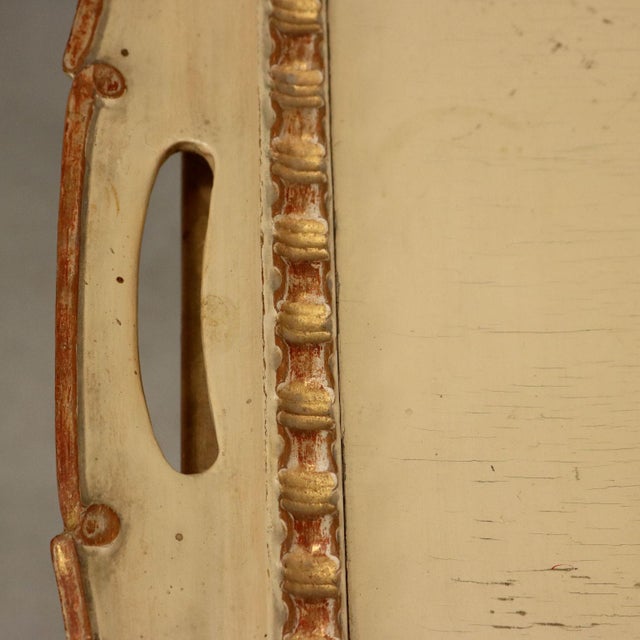 Beige Small Antique Carved Lacquered Beech Table, Italy, 19th Century For Sale - Image 8 of 10