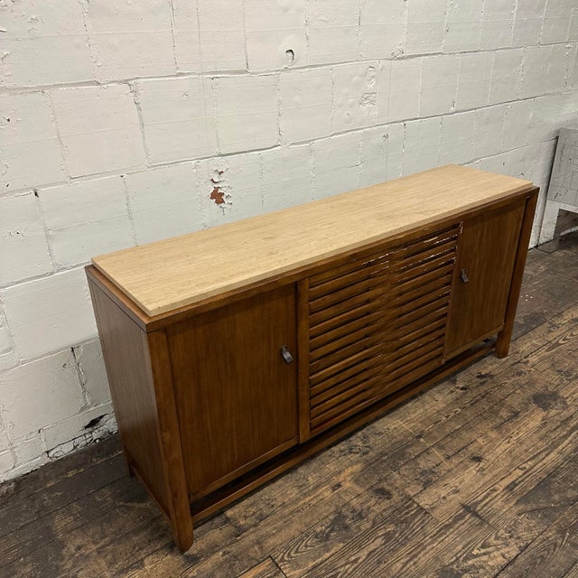 Drexel Heritage Travertine Top Credenza For Sale - Image 11 of 12