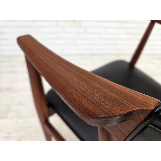 Danish Armchair in Teak Wood and Black Artificial Leather, 1960s For Sale - Image 10 of 13