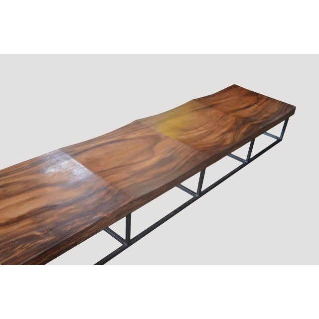 Andrianna Shamaris Single Slab Suar Wood Long Wave Bench For Sale - Image 13 of 18