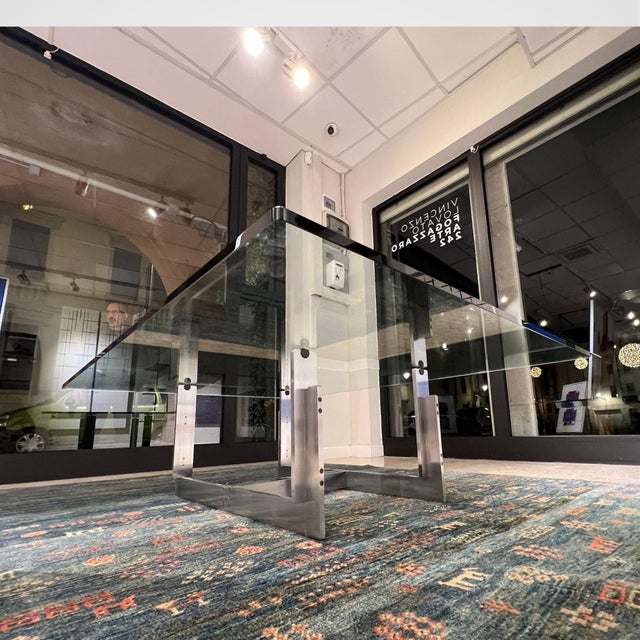 Florian Low Table by Carlo Scarpa in Glass and Steel, 1973 For Sale - Image 9 of 11