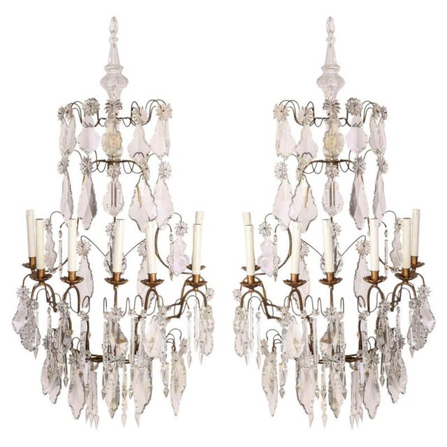 French Seven Branch Cut-Crystal Wall Lights, 1860, Set of 2 For Sale - Image 13 of 13