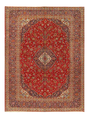 Red Semi Vintage Persian Hand Knotted Fine Kashan 10' X 13'8''