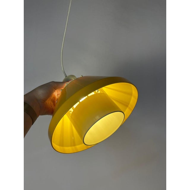 Plastic Model 854 Pendant Lamp in Yellow Plastic from Lyskær Belysning For Sale - Image 7 of 11