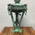 Large Italian style patinated metal vessel now mounted as an ancient looking lamp. Paw feet supporting three columns with...