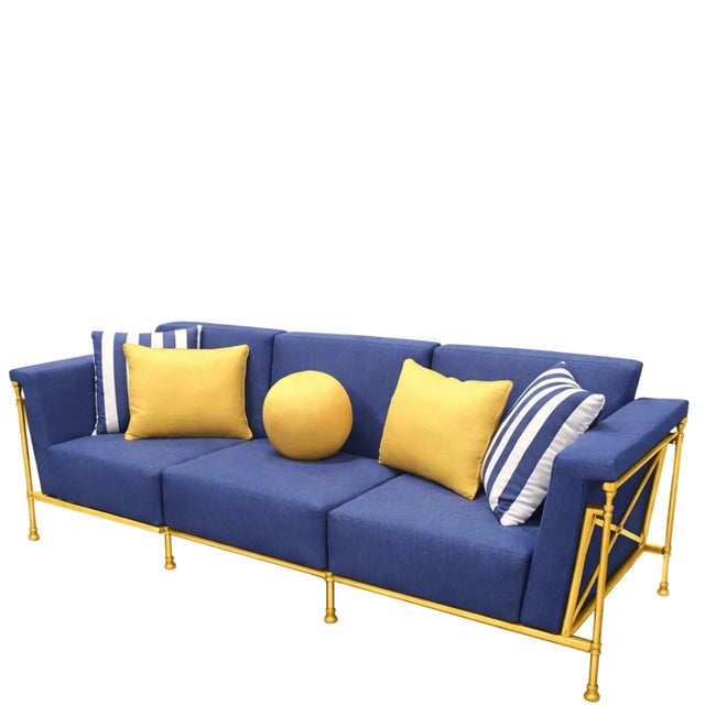 Jerome Outdoor Sofa in Reed Brass Finish by Michael Taylor For Sale - Image 11 of 11