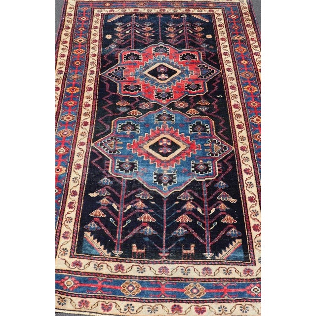 Tribal Antique Persian Kurdish Tribal Rug in Sub-Geometric Medallion Design 4'5 X 7'8 For Sale - Image 3 of 10