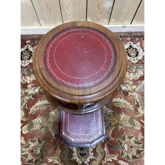 English Library Stepladder in Red Leather For Sale - Image 5 of 8