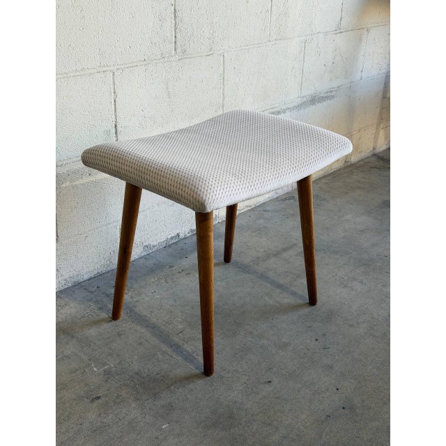 Mid-Century Modern Vintage Danish Mid Century Modern Teak Vanity Stool Ottoman For Sale - Image 3 of 9