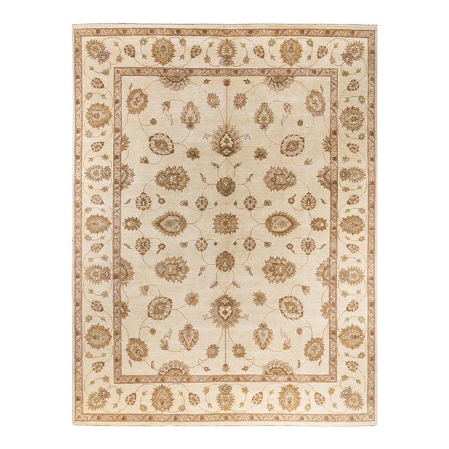 Oushak, One-of-a-Kind Hand-Knotted Area Rug - Ivory, 9' 2" x 12' 1" For Sale