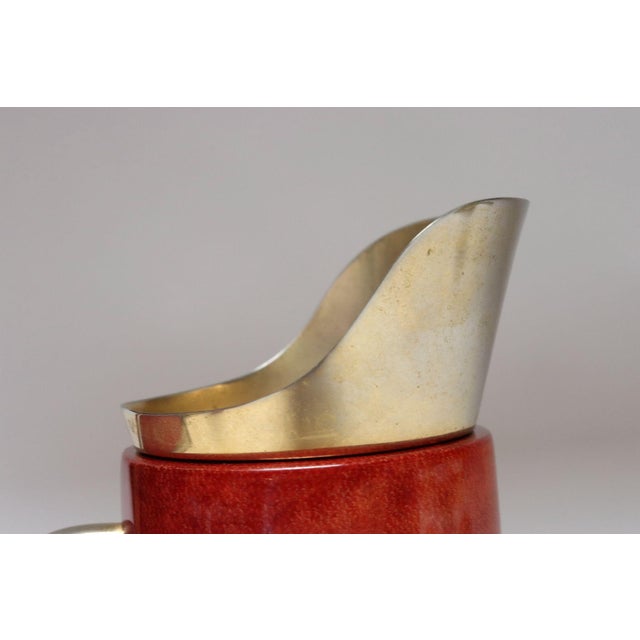 1950s Italian Modernist Pitcher in Brass and Dyed Red Goatskin by Aldo Tura For Sale - Image 11 of 18