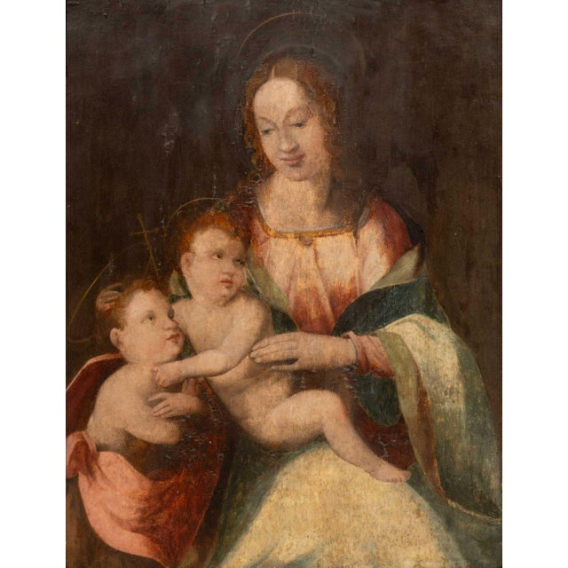 After Giovanni del Brina (Italian, 1540-1599), Madonna and Child with St. John the Baptist, Oil on Panel, late 17th...