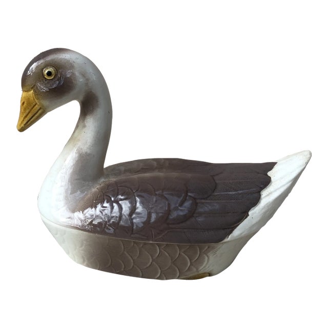 C.1950 Majolica Goose Tureen For Sale