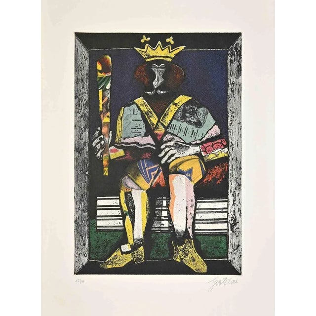 Modern Franco Gentilini, King of Wands, Etching, 1970s For Sale - Image 3 of 3