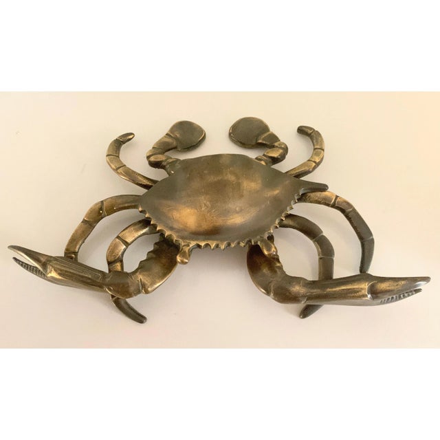 English Solid Patinated Bronze Crab Cancer Lidded Ashtray For Sale - Image 9 of 10
