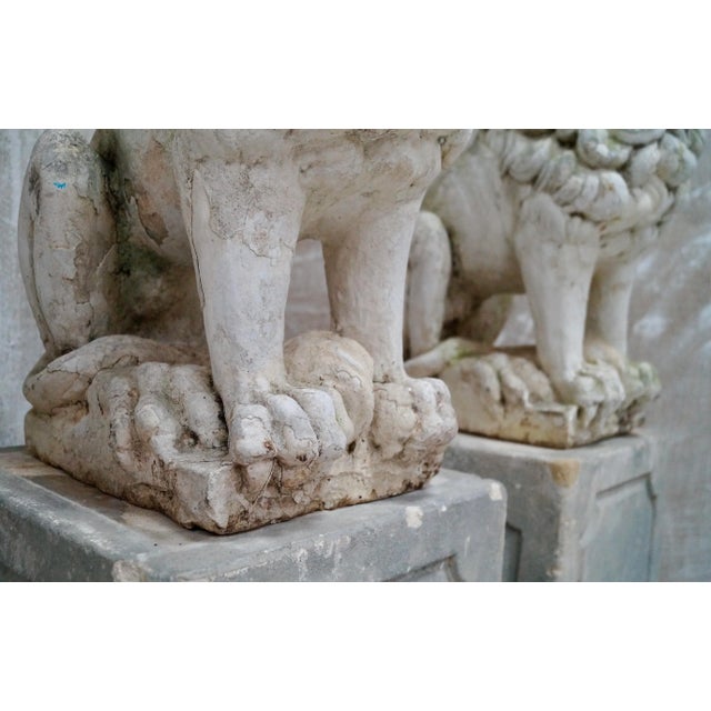 Proud Stone Cast French Sitting Lions, Set of 2 For Sale - Image 11 of 18