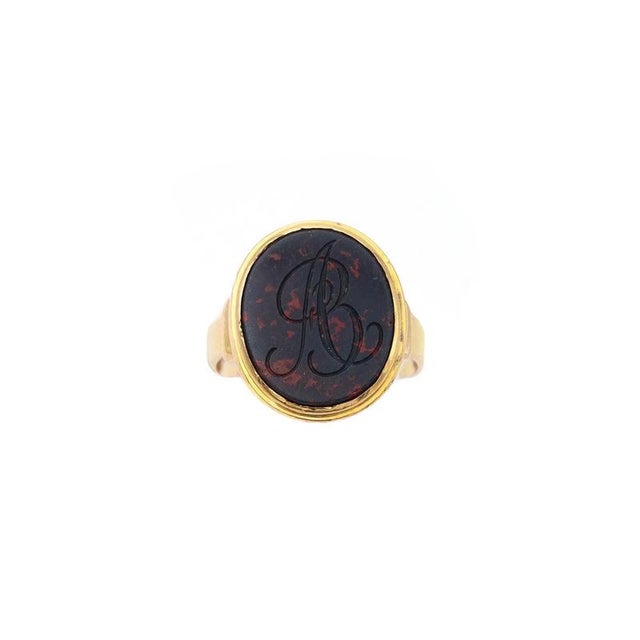 Gold Bloodstone Signet Ring in 18k Rose Gold For Sale - Image 8 of 8