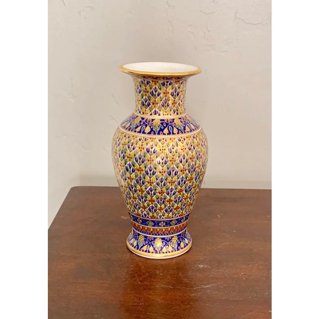 Early 19th Century / 1800s Vintage Cobalt and Gold Hand Painted Vase - Appraised to $250 For Sale - Image 4 of 5