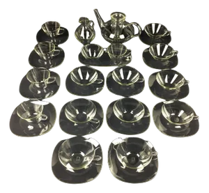 Glass Tea Service by Heinrich Löffelhardt for Schott & Gen. Mainz, 1955, Set of 17