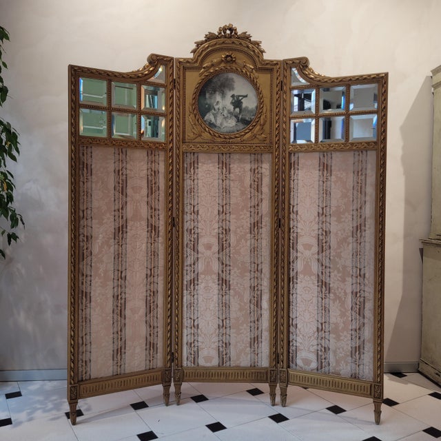 Napoleon III Screen in Goldenwood, France, 1890s For Sale - Image 4 of 18