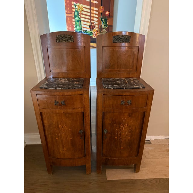 1900-1909 Pair Art Nouveau Nighstands/Cabinets For Sale - Image 10 of 11