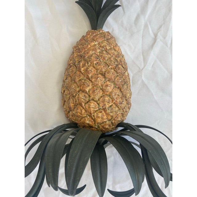 Chinoiserie Vintage Curry & Company Pineapple Wall Sconces Lights - A Pair For Sale - Image 3 of 7