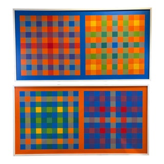 Paolo Minoli, Analytical Work Program 6A, 1974, Acrylic on Panel, Set of 2 For Sale