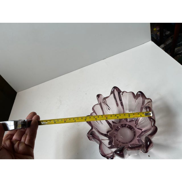 Vintage Swedish Freeform Pink Crystal Bowl by Bosse Rubin for Åfor, 1960s For Sale - Image 9 of 10