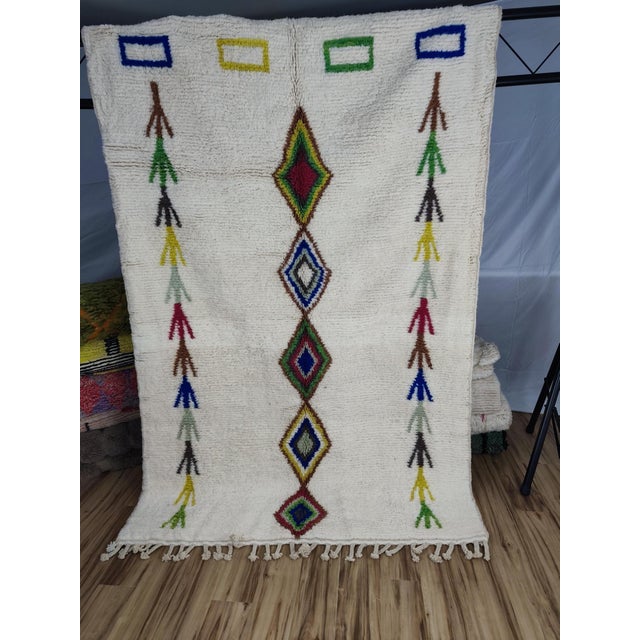 Azilal Ivory Multicolor Wool Moroccan Area Rug For Sale - Image 11 of 11