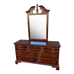 Jametown Sterling Furniture Solid Cherry Double Dresser With Mirror.
