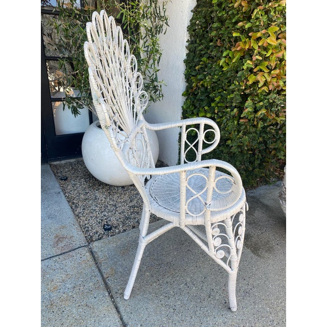 Mid 20th Century Vintage Painted Wicker Chair For Sale - Image 4 of 10