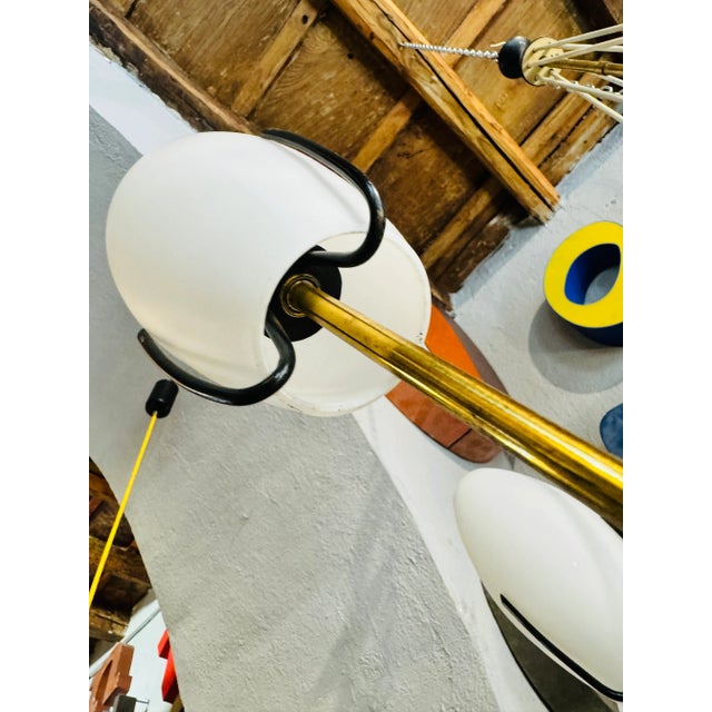 Metal Vintage Chandelier in White Opaline Glass For Sale - Image 7 of 9