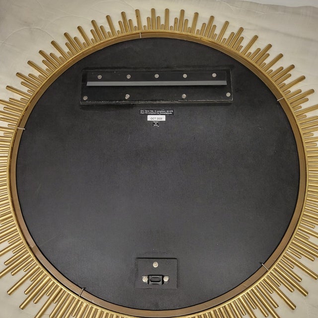 Metal Large Gilded Metal Sunburst Mirror For Sale - Image 7 of 7