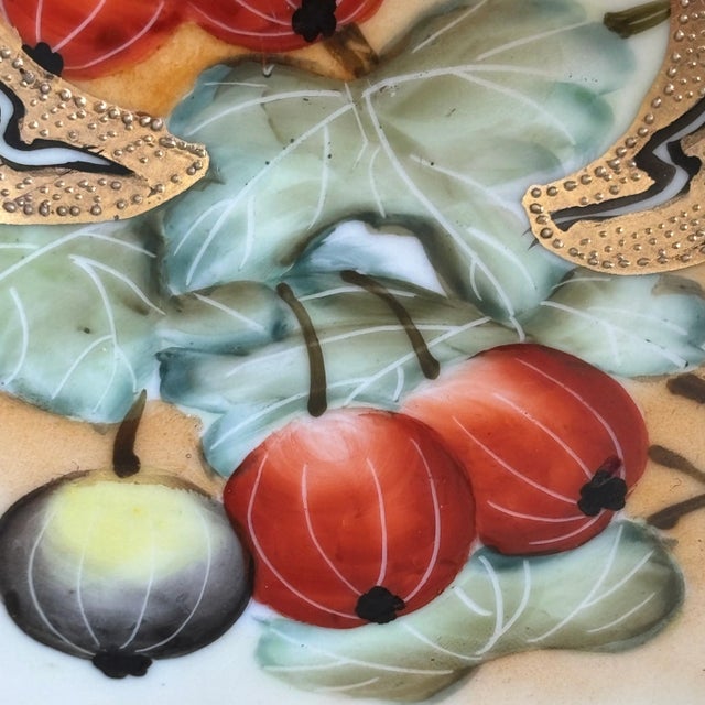 Antique Nippon Porcelain Gooseberry Footed Bowl For Sale - Image 13 of 18