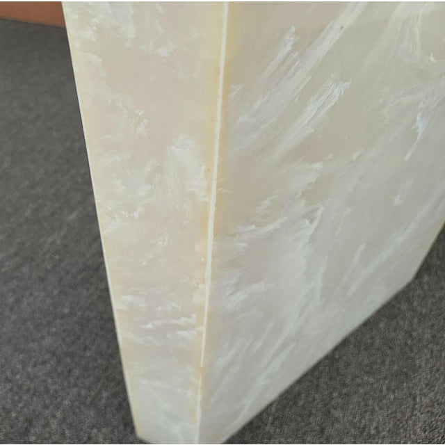 Vintage Mid Century Modern Solid Resin Faux Marble Oval Pedestal Dining Table For Sale - Image 11 of 13