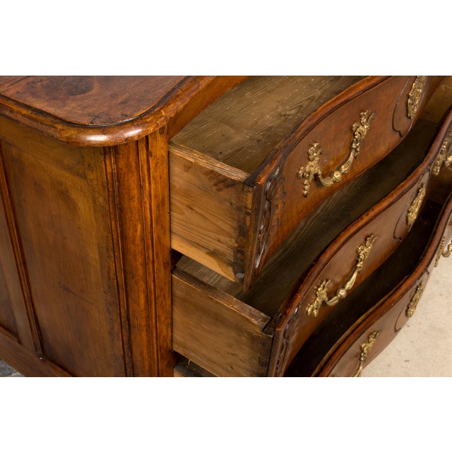 18th Century French Régence Walnut Chest of Drawers With Brass Pulls, Lyon For Sale - Image 9 of 18