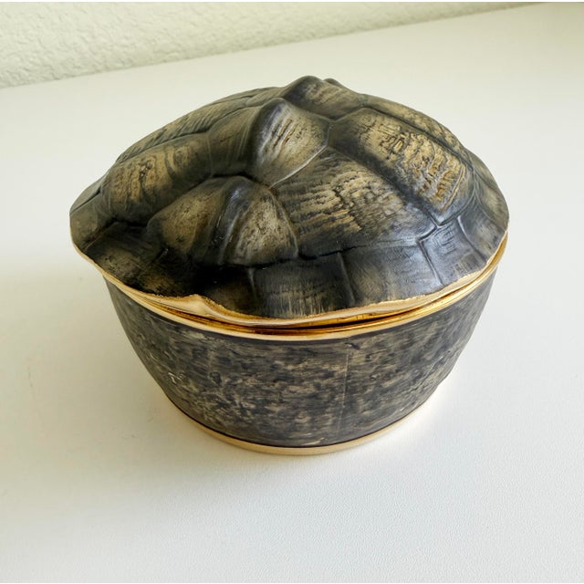 Lidded Porcelain Tortoise Shell Catchall by l'Objet For Sale - Image 15 of 15