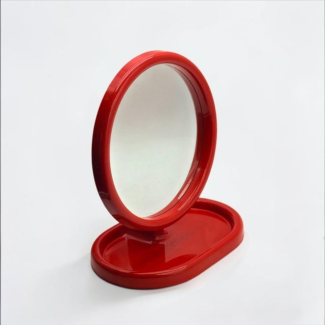 Vanity Mirror in Red Plastic by Olaf Von Bohr for Gedy, Italy, 1970s For Sale - Image 14 of 14