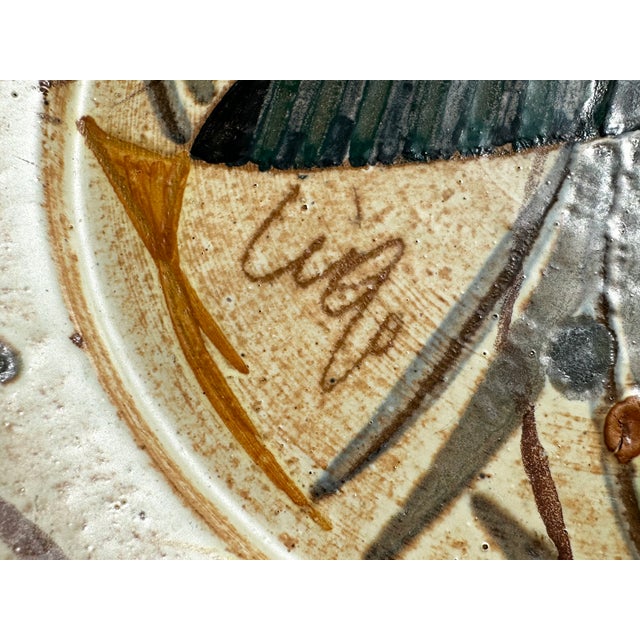 1990s Hand-Painted Ceramic Art Plate by Luis Soares, Portugal, 1990s For Sale - Image 5 of 11