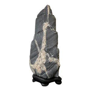 Abstract Scholar Rock Viewing Stone on Wood Stand